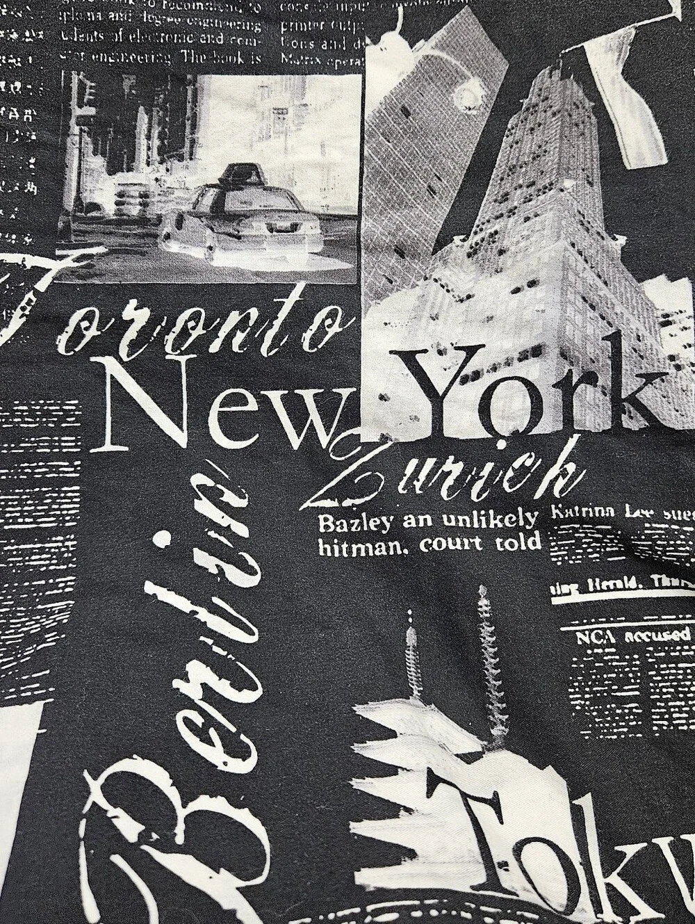 Alamode Bedlam Passport Paris London Black White TWIN Duvet Reversible Cotton